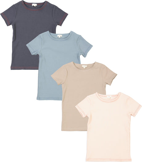 Lil Legs Solid Collection Boys Girls Ribbed Short Sleeve T-shirt