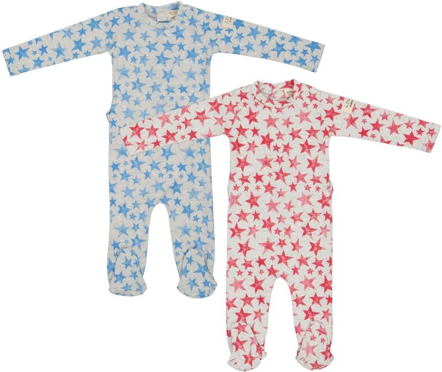 Crew Kids Baby Boys Girls Cotton Stars Footie - SG3116 Crew Kids Baby Boys Girls Cotton Stars Footie - SG3116