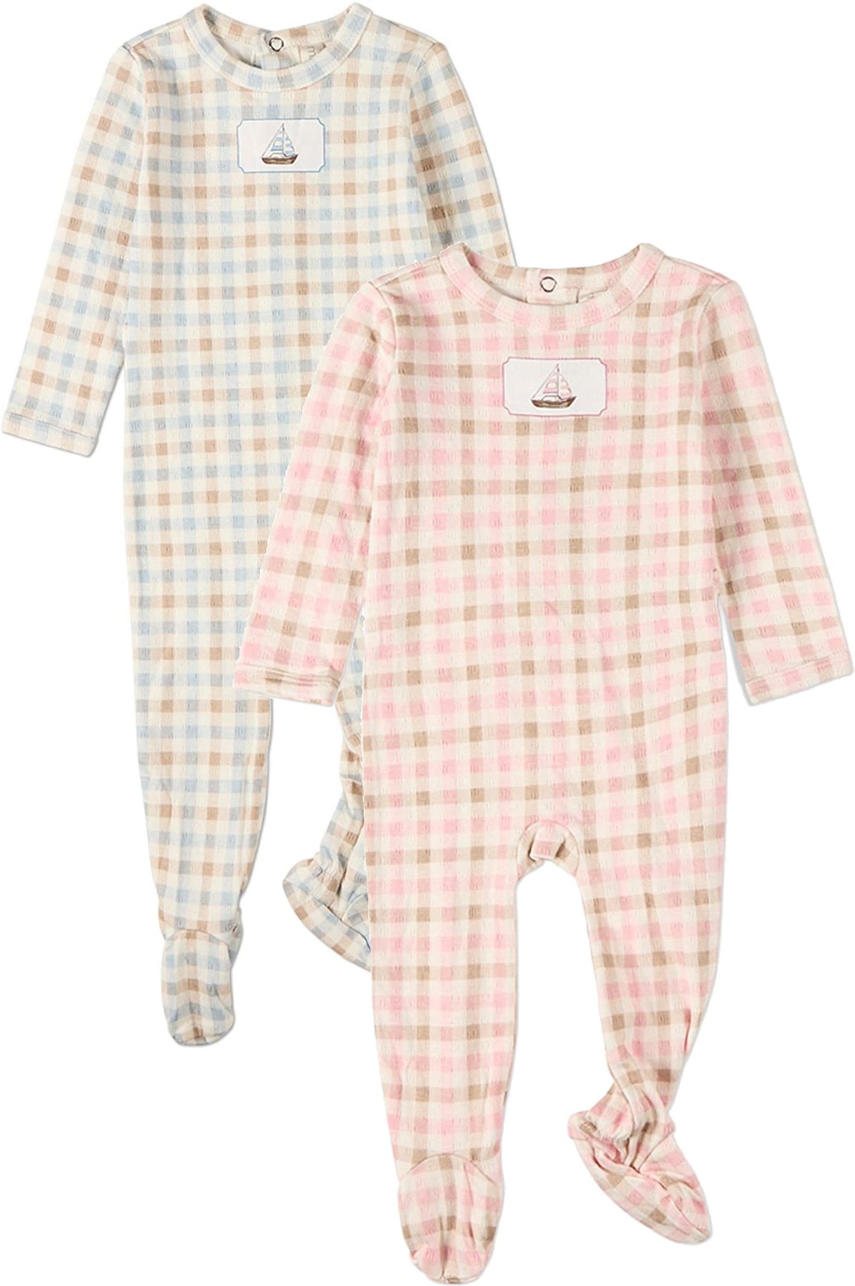 MiniMoi by Memoi Baby Boys Girls Sailboat Cotton Footie - IAA10097 MiniMoi by Memoi Baby Boys Girls Sailboat Cotton Footie - IAA10097