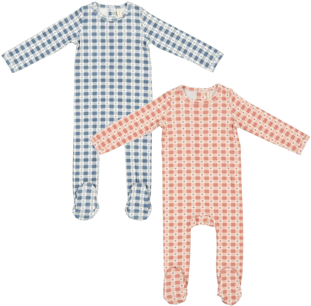 Bonjoy Baby Boys Girls Cotton Checkered Charm Footie - BLSS26073F Bonjoy Baby Boys Girls Cotton Checkered Charm Footie - BLSS26073F