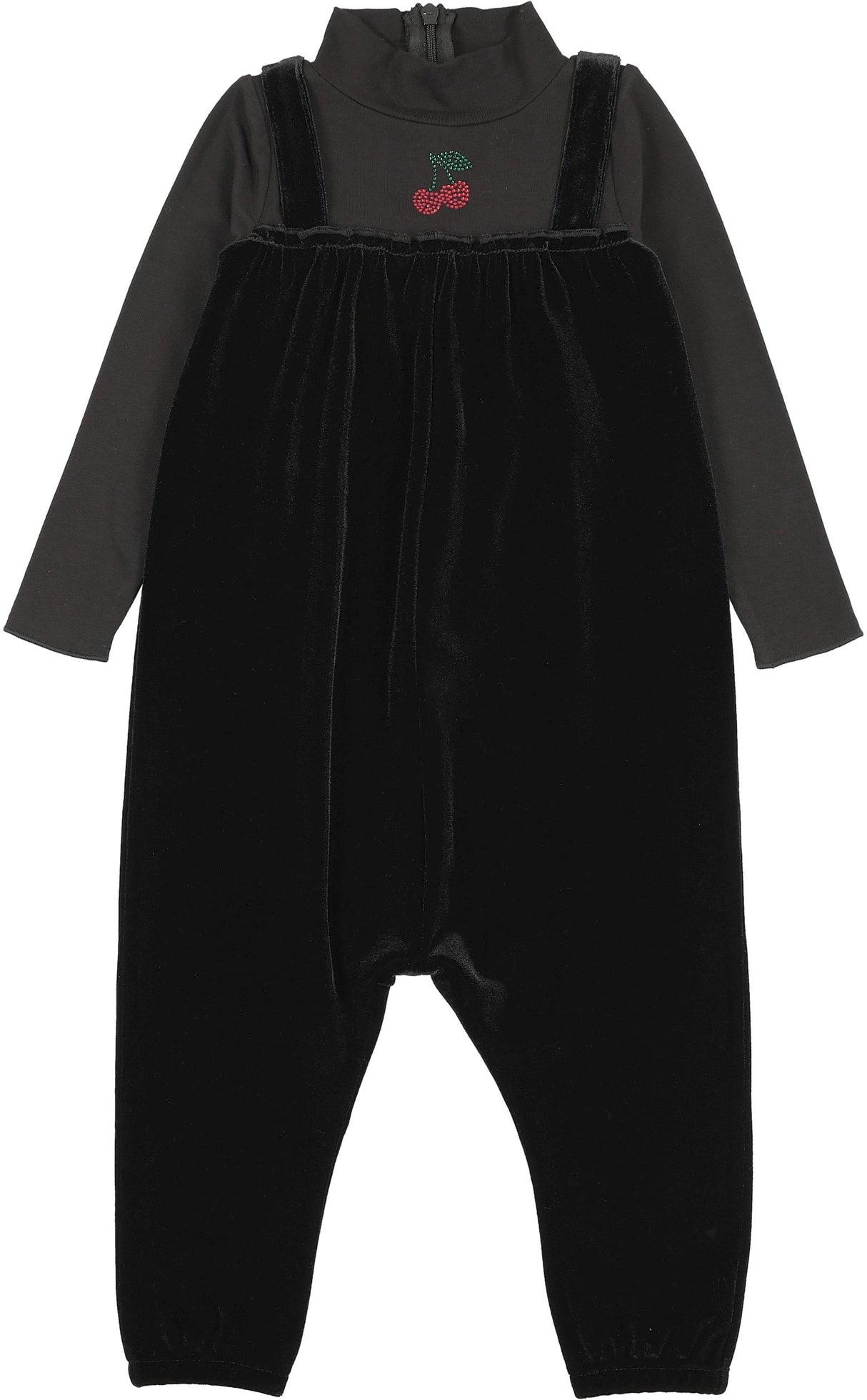 Lil Legs Dressy Loungewear Collection Baby Girls Cherry Mockneck Velour Romper - LLF26R601 Lil Legs Dressy Loungewear Collection Baby Girls Cherry Mockneck Velour Romper - LLF26R601