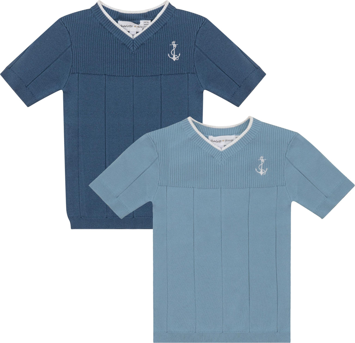 Charlotte & George Boys Anchor Short Sleeve Sweater - SB5CP7148B Charlotte & George Boys Anchor Short Sleeve Sweater - SB5CP7148B