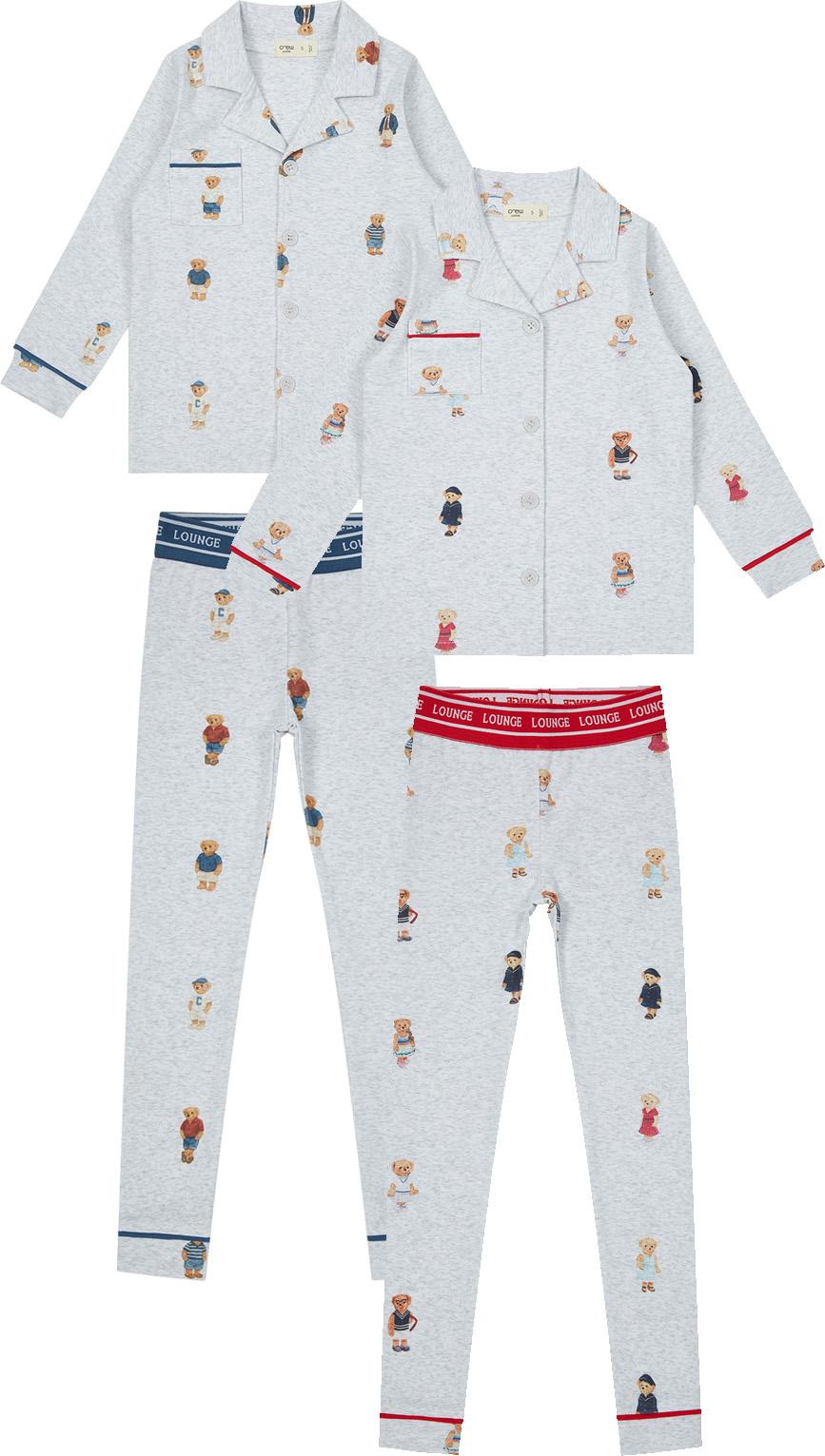 Crew Lounge Boys Girls Cotton Bear Print Grandpa Pajamas - SG3162 Crew Lounge Boys Girls Cotton Bear Print Grandpa Pajamas - SG3162