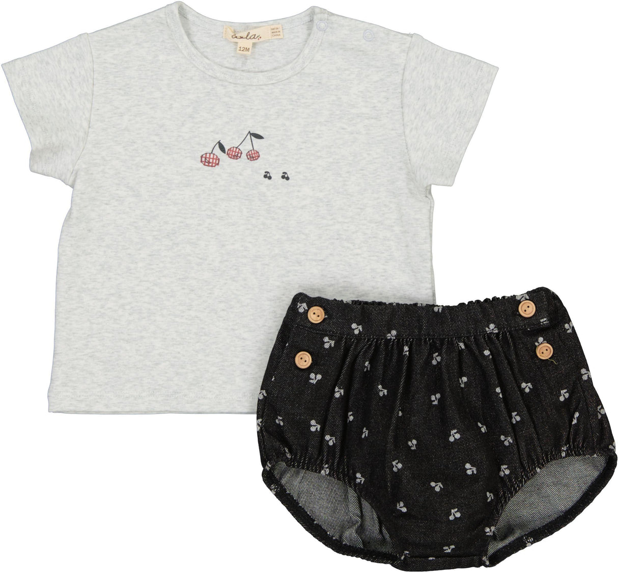 Lola Baby Girls Denim Cherry Outfit - SB6CP7350G Lola Baby Girls Denim Cherry Outfit - SB6CP7350G