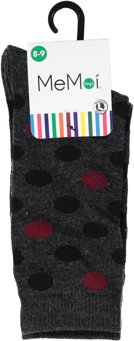 Memoi Boys Two Tone Dot Crew Socks - MK-175