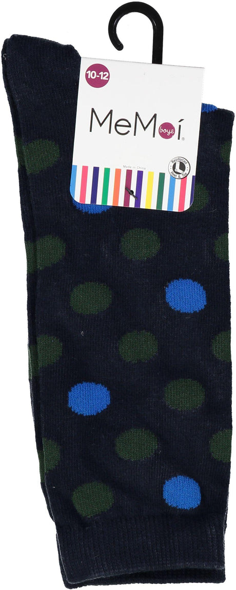 Memoi Boys Two Tone Dot Crew Socks - MK-175