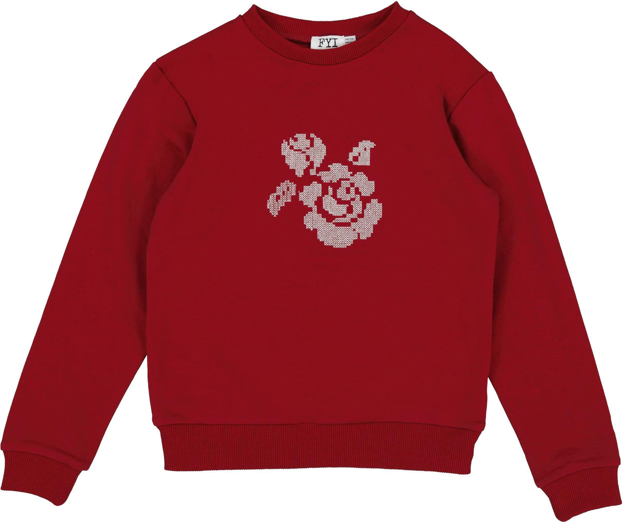 FYI Girls Cross Stitch Flower Sweatshirt - WB6CP7439T FYI Girls Cross Stitch Flower Sweatshirt - WB6CP7439T