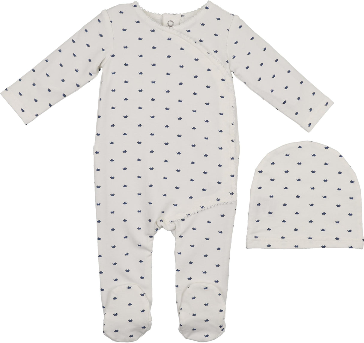 Maniere Baby Boys Crown Wrap Cotton Footie & Beanie Set - CWFW25 Maniere Baby Boys Crown Wrap Cotton Footie & Beanie Set - CWFW25