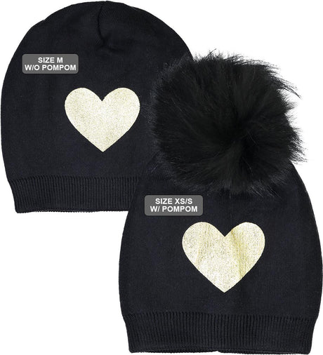 Dacee Girls Foil Heart Knit Hat - HT2
