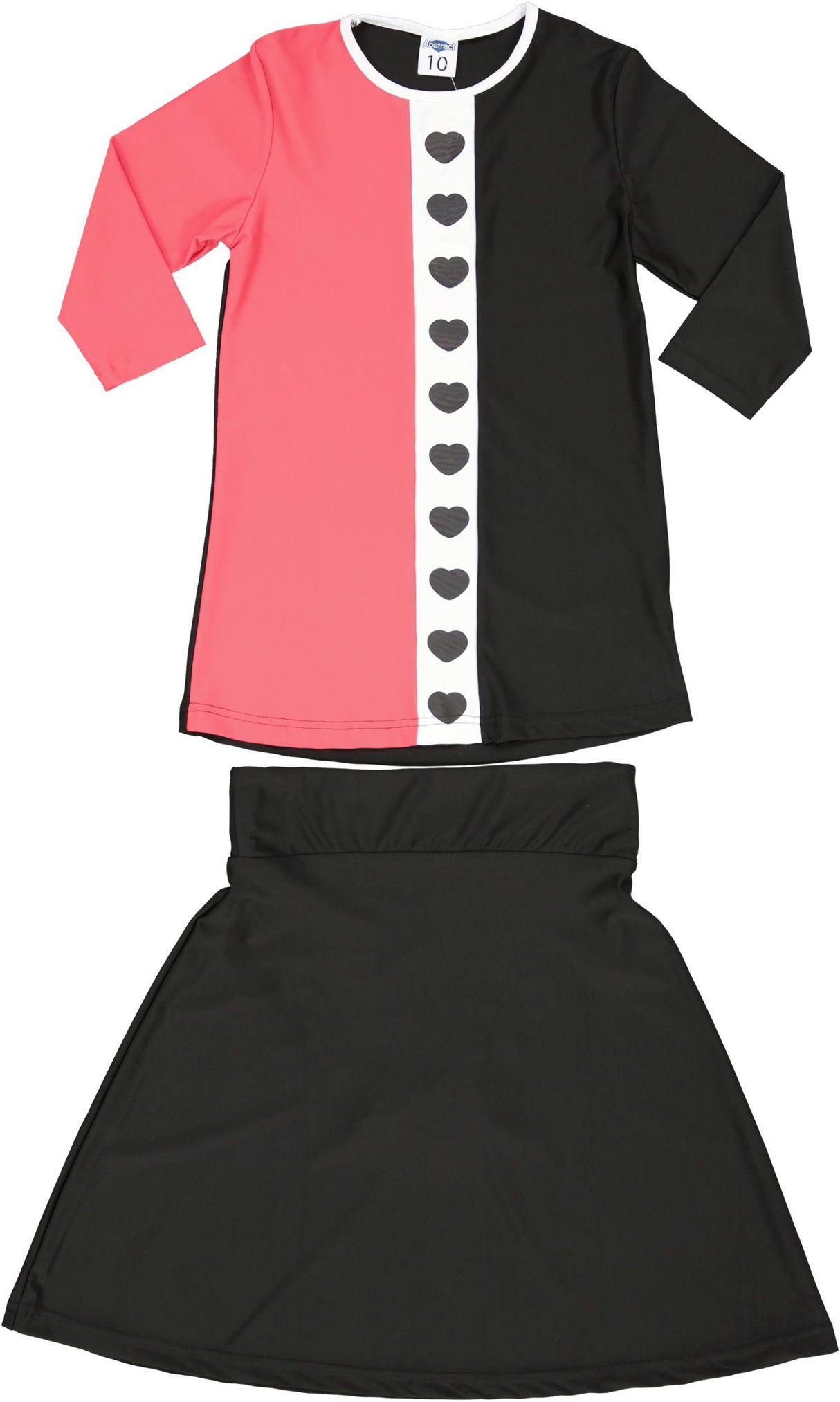 Abstract Girls Swim Tee & Skirt Cover-Up Outfit w/ Panty - TEE-HRT+SKR Abstract Girls Swim Tee & Skirt Cover-Up Outfit w/ Panty - TEE-HRT+SKR