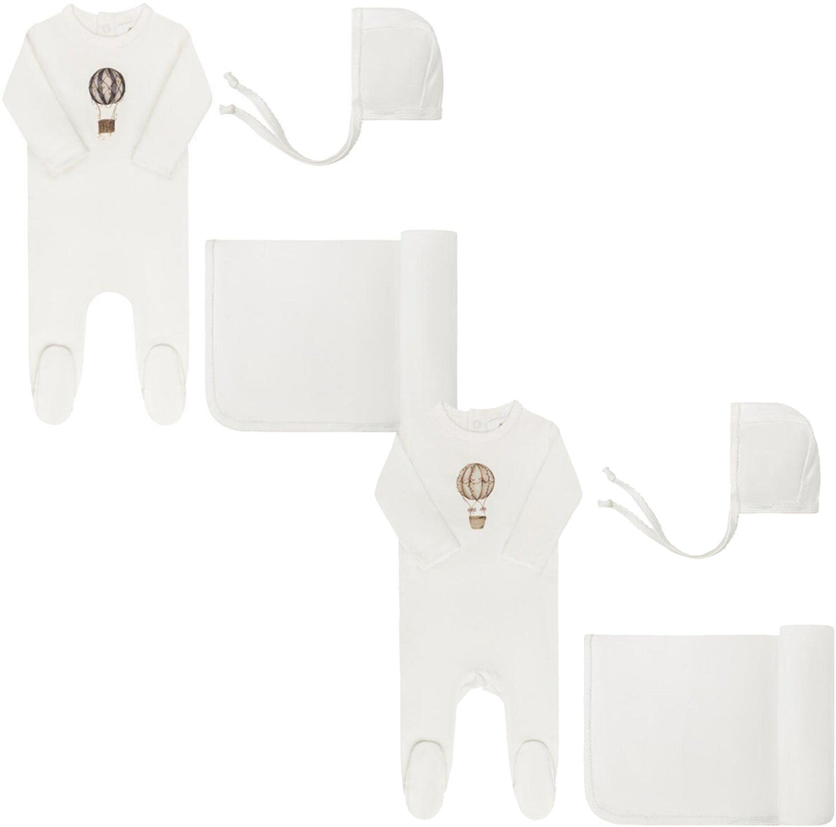 Aurora Baby Boys Girls French Terry Hot Air Balloon Stretchie, Bonnet, Blanket Gift Box Set - AAW25-GBG Aurora Baby Boys Girls French Terry Hot Air Balloon Stretchie, Bonnet, Blanket Gift Box Set - AAW25-GBG