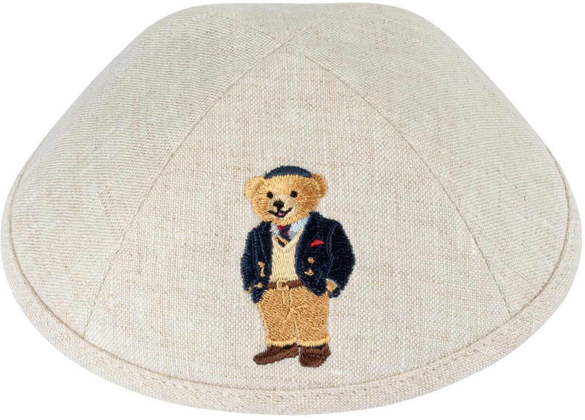 iKippah Dapper Dov Bear Linen Yarmulka iKippah Dapper Dov Bear Linen Yarmulka