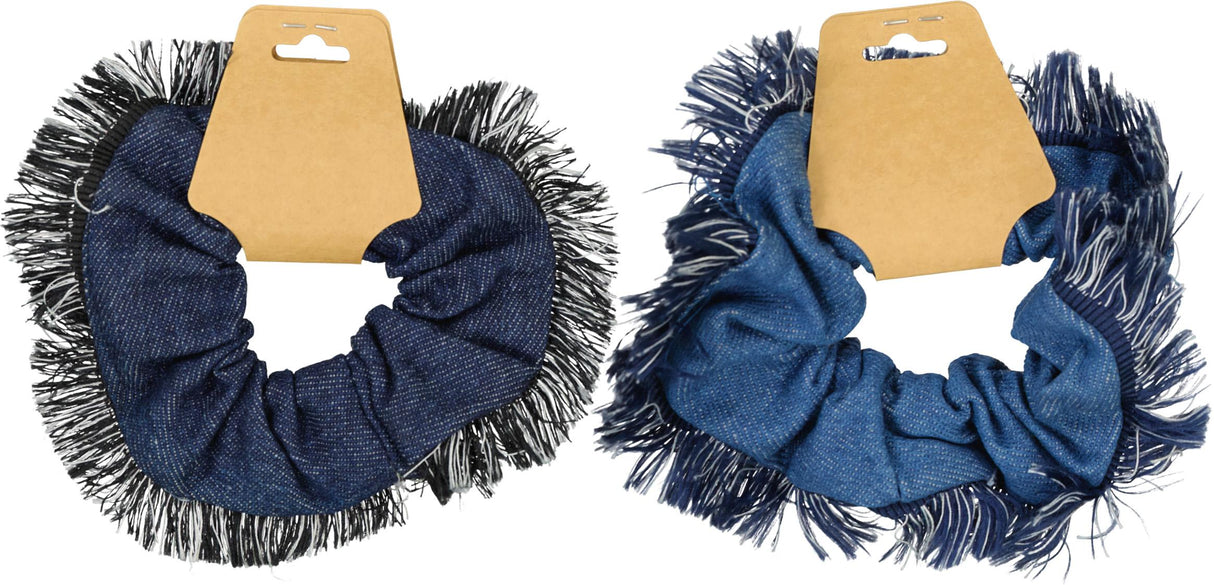 Keshet Denim Fringe Scrunchy - SC2605 Keshet Denim Fringe Scrunchy - SC2605