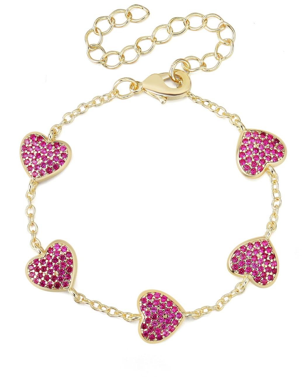 Tiny Gem Pink Sparkle Heart Bracelet - 1032 Tiny Gem Pink Sparkle Heart Bracelet - 1032