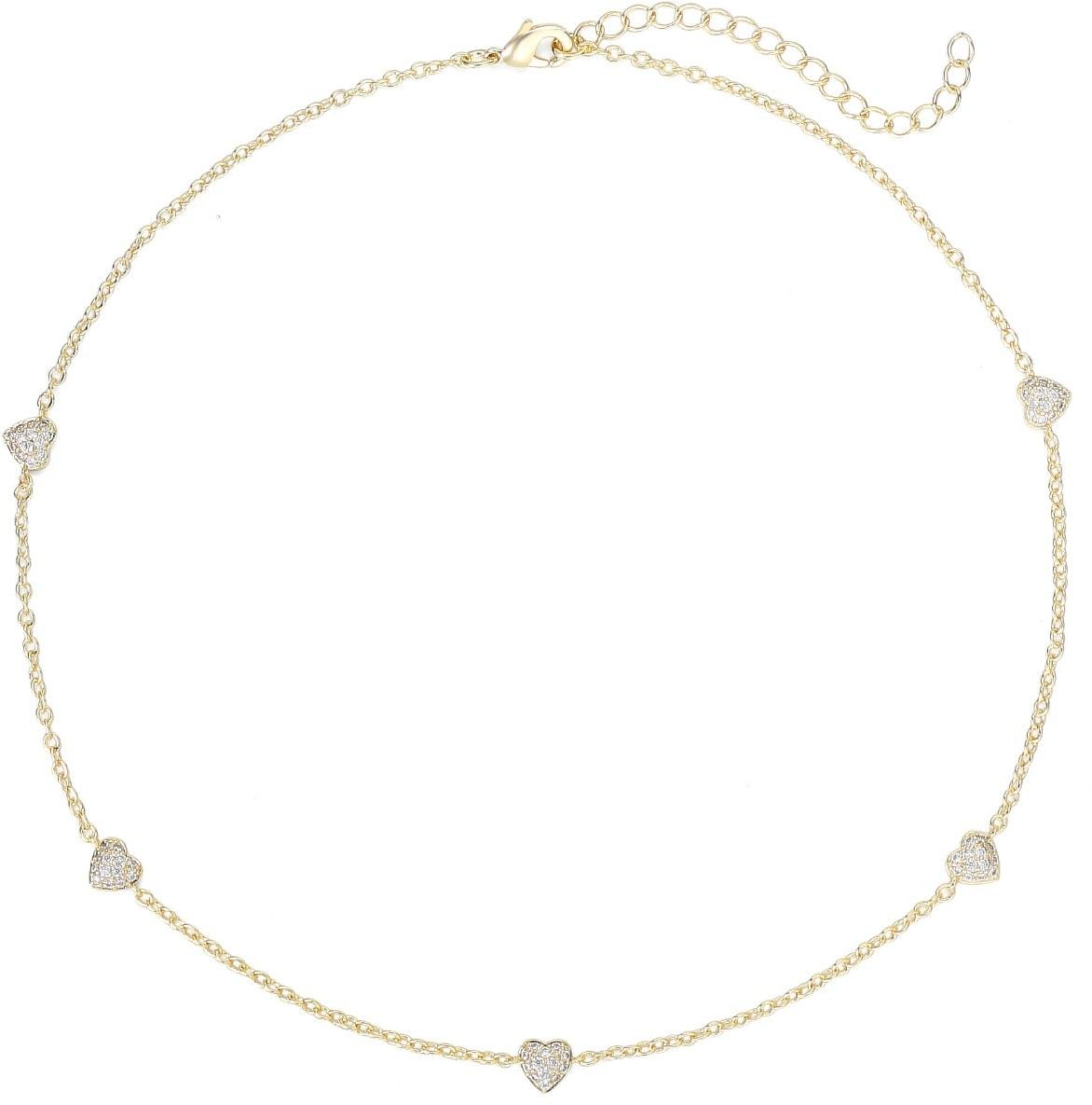 Tiny Gem Pave Diamond Hearts Necklace - TG2024 Tiny Gem Pave Diamond Hearts Necklace - TG2024