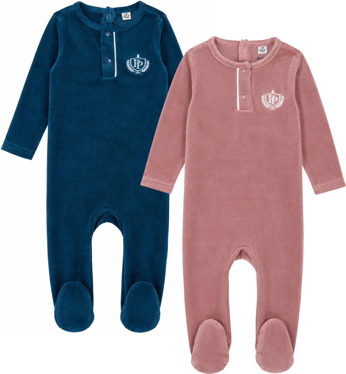 Purple Panda Baby Boys Girls Velour Button Footie - PJ-BX-261401 Purple Panda Baby Boys Girls Velour Button Footie - PJ-BX-261401
