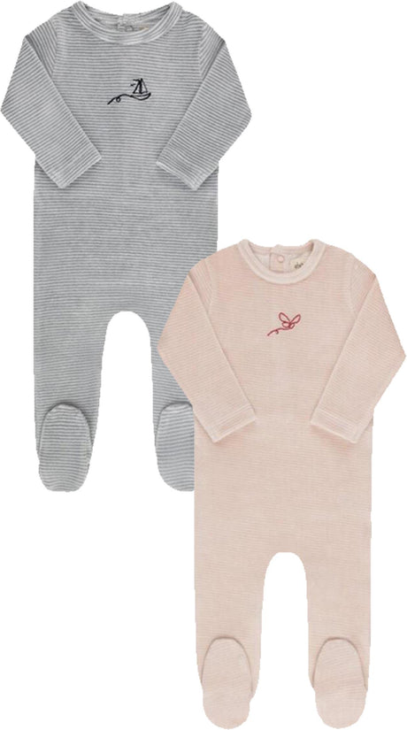 Ely's & Co Baby Boys Girls Velour Stripe Stretchie - AW25-002 Ely's & Co Baby Boys Girls Velour Stripe Stretchie - AW25-002