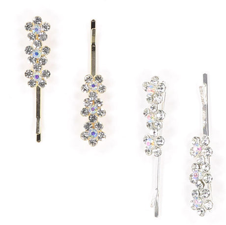 Keshet Diamond Multi Flower Hair Pin 2 Pack - LBP-0005