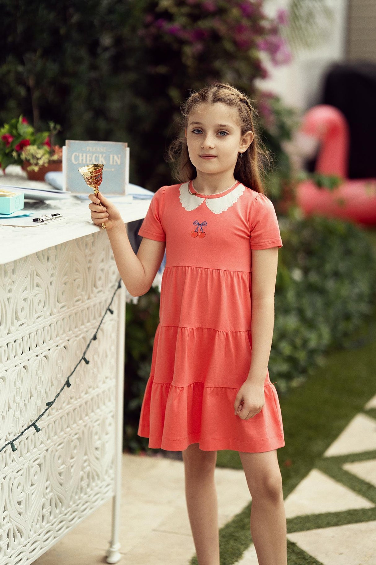 Lola Girls Cherry Printed Tiered Dress - SB6CP7329D Lola Girls Cherry Printed Tiered Dress - SB6CP7329D