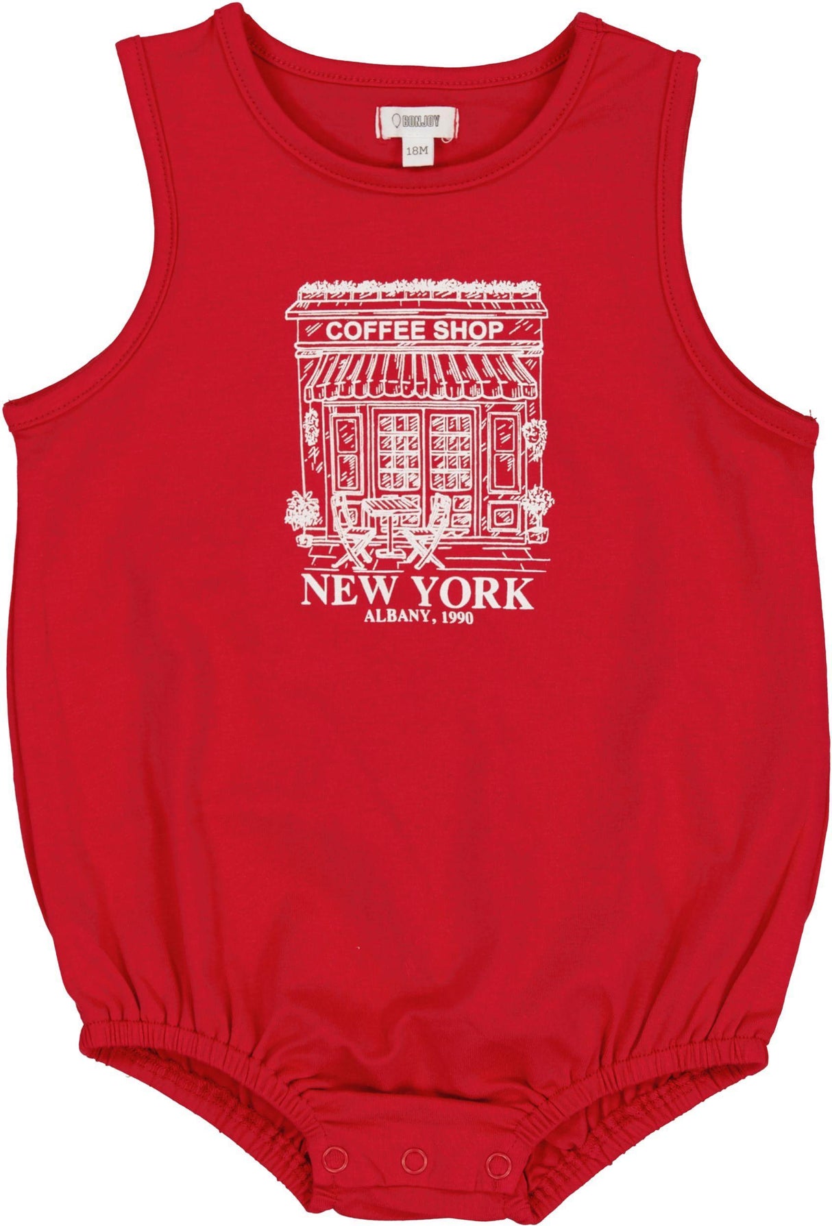 Bonjoy Baby Girls Coffee Shop Romper - BTSS26035R Bonjoy Baby Girls Coffee Shop Romper - BTSS26035R