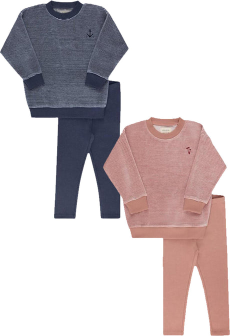 Ely's & Co Baby Boys Girls Velour Stripe Outfit - AW25-002 Ely's & Co Baby Boys Girls Velour Stripe Outfit - AW25-002