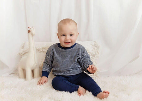 Ely's & Co Baby Boys Girls Velour Stripe Outfit - AW25-002 Ely's & Co Baby Boys Girls Velour Stripe Outfit - AW25-002