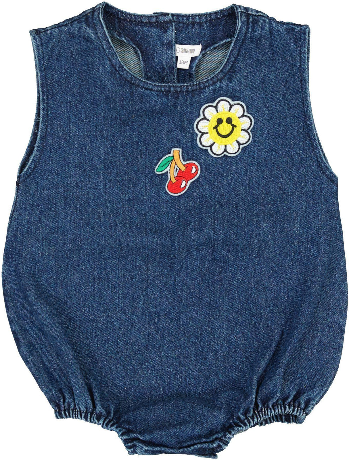 Bonjoy Baby Girls Jean Emoji Romper - BTSS26009R Bonjoy Baby Girls Jean Emoji Romper - BTSS26009R