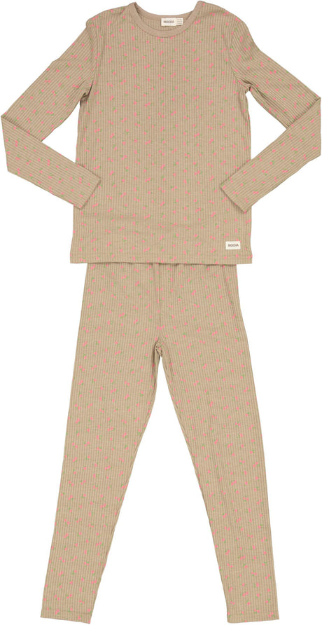 MOCHA Girls Ribbed Neon Floral Print Cotton Pajamas - SB3CP4757EL