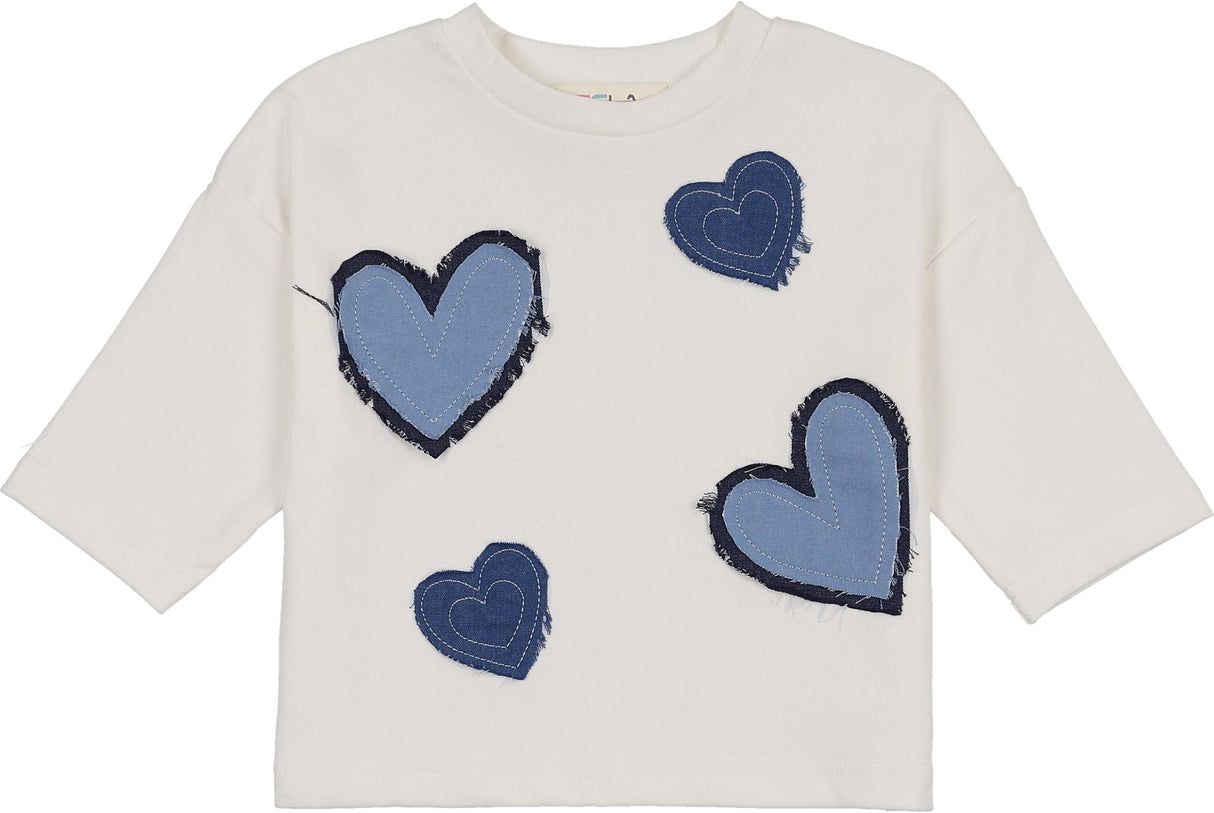 Teela Girls Teens Denim Hearts Long Sleeve T-shirt - 22-188 Teela Girls Teens Denim Hearts Long Sleeve T-shirt - 22-188