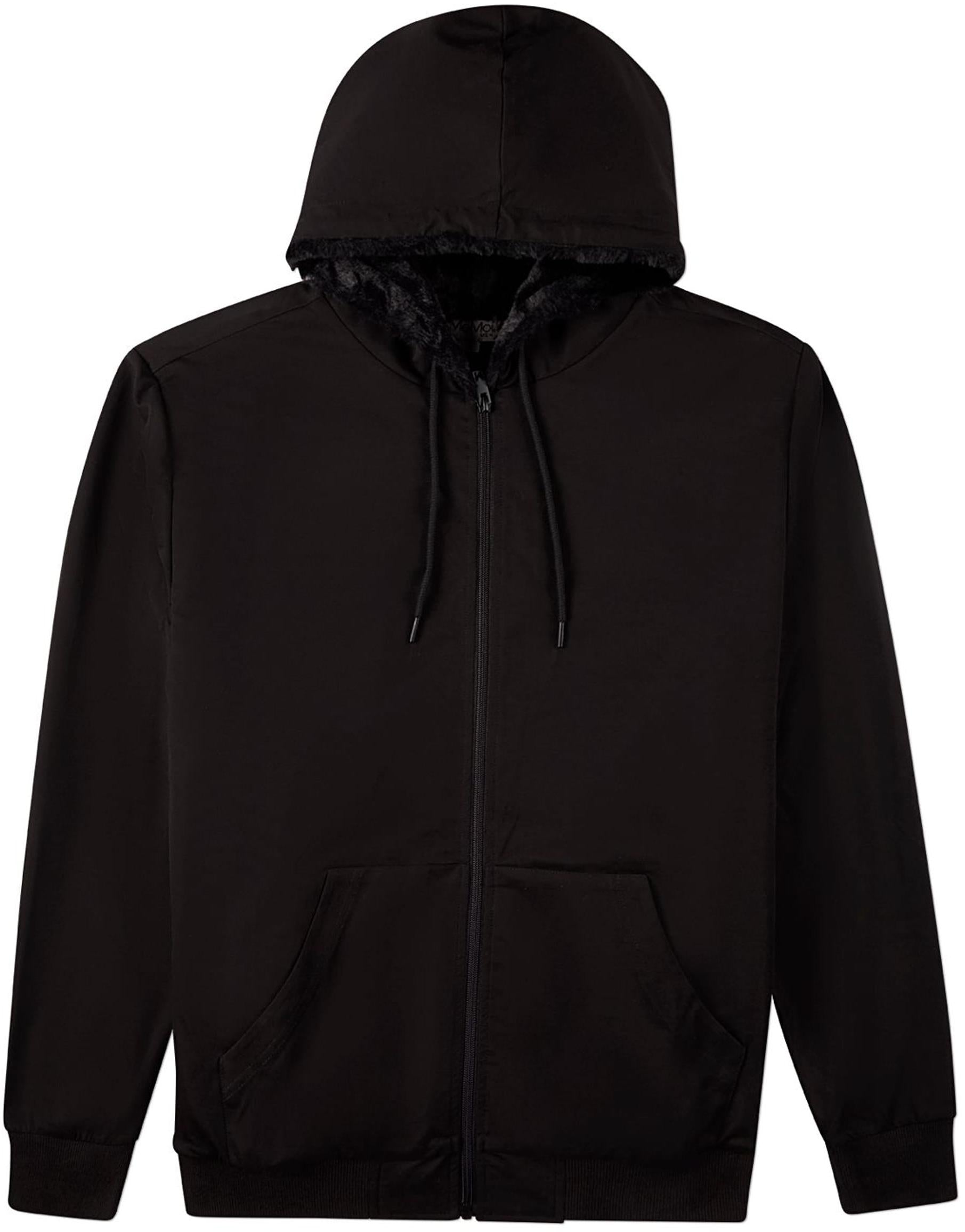 Memoi Mens Faux Fur Zip Up Hoodie - MBJ-005