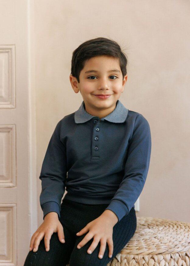 Ely's & Co Boys Autumn Collection Long Sleeve Polo Sweatshirt - AW25-0039 Ely's & Co Boys Autumn Collection Long Sleeve Polo Sweatshirt - AW25-0039