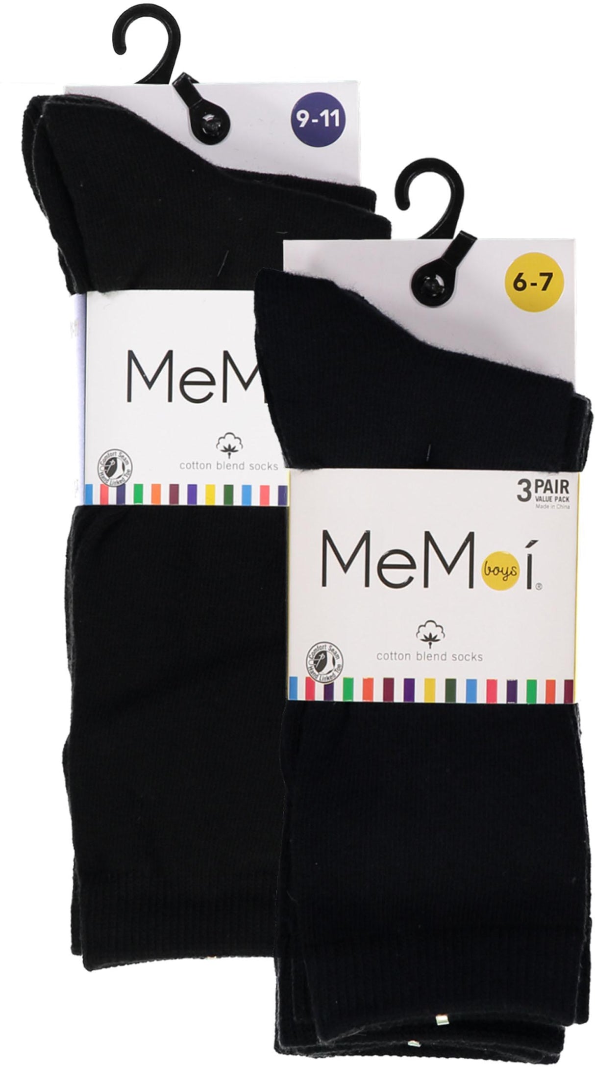Memoi Boys Cotton Flat Socks 3 Pack - MK-10951 Memoi Boys Cotton Flat Socks 3 Pack - MK-10951