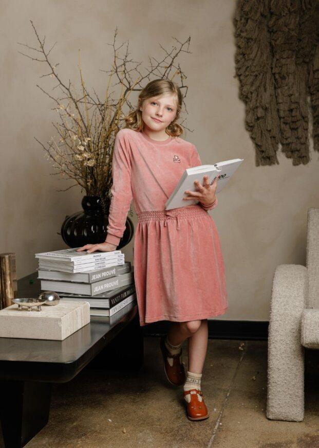 Ely's & Co Girls Velour Plaid Bear Dress - AW25-004 Ely's & Co Girls Velour Plaid Bear Dress - AW25-004