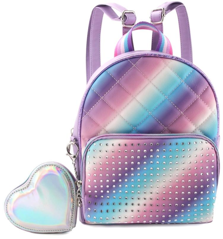 OMG Rhinestones Quilted Mini Backpack & Coin Purse Set - OMG-MBC08 OMG Rhinestones Quilted Mini Backpack & Coin Purse Set - OMG-MBC08