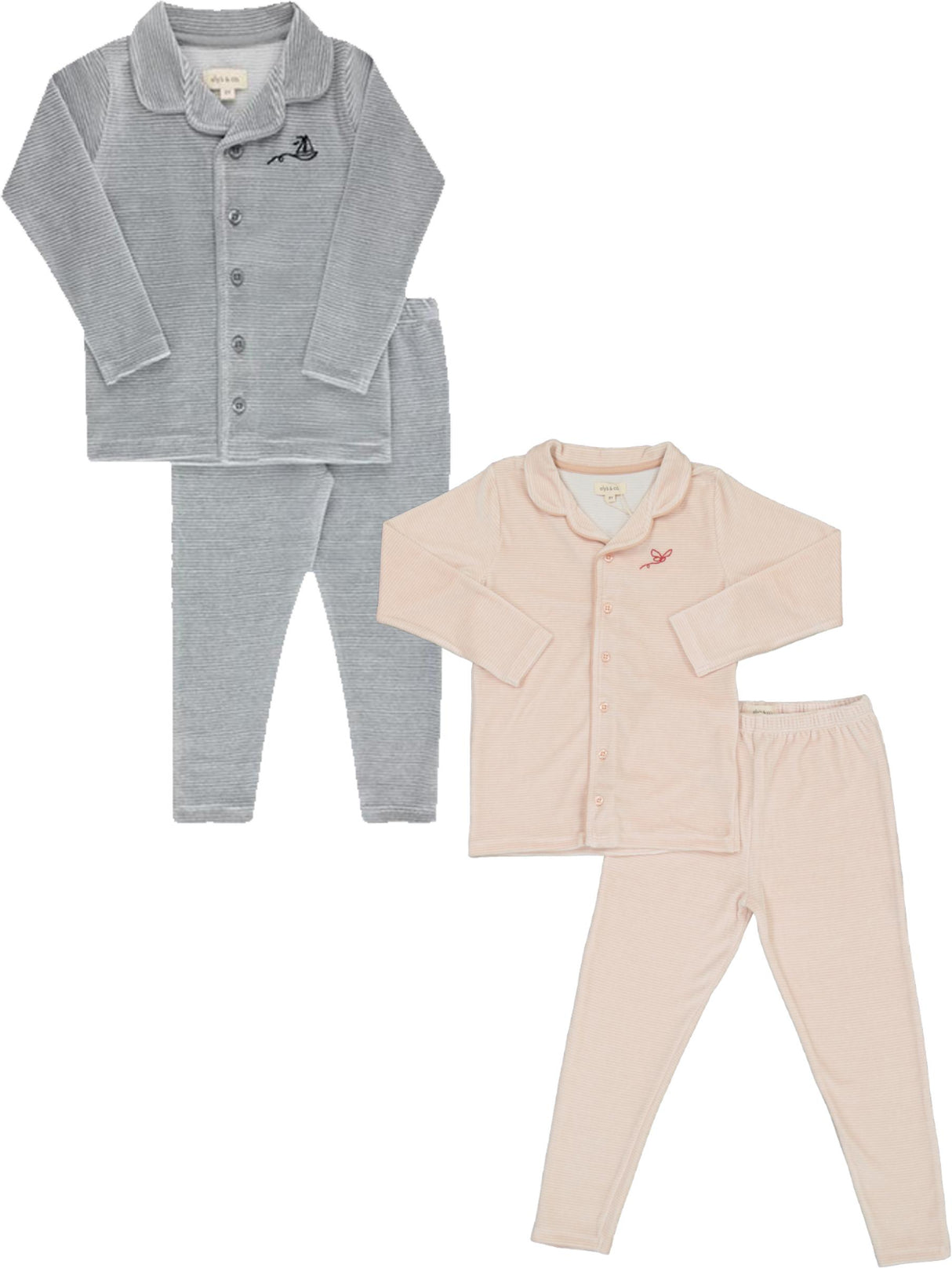 Ely's & Co Boys Girls Velour Stripe Grandpa Pajamas - AW25-002 Ely's & Co Boys Girls Velour Stripe Grandpa Pajamas - AW25-002
