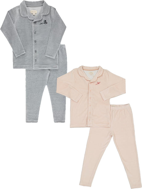 Ely's & Co Boys Girls Velour Stripe Grandpa Pajamas - AW25-002 Ely's & Co Boys Girls Velour Stripe Grandpa Pajamas - AW25-002