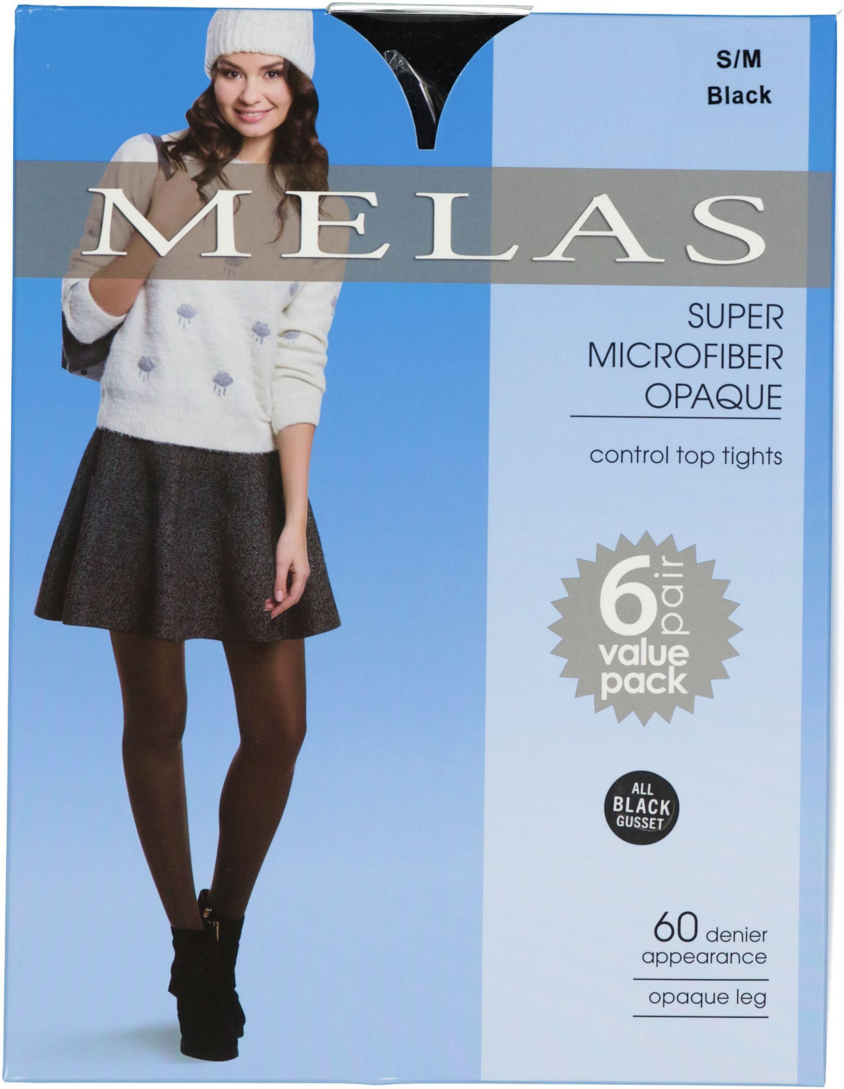 Melas Womens Super Microfiber Opaque Control Top 60 Denier Tights - AT-6506 Melas Womens Super Microfiber Opaque Control Top 60 Denier Tights - AT-6506
