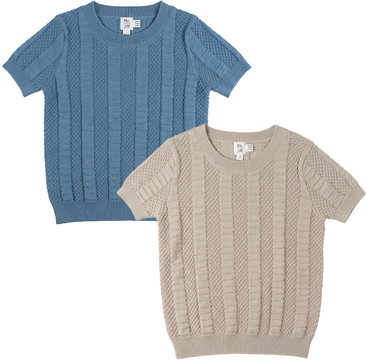 Mr. Mr. Boys Textured Column Design Short Sleeve Sweater - SB6CY2937 Mr. Mr. Boys Textured Column Design Short Sleeve Sweater - SB6CY2937