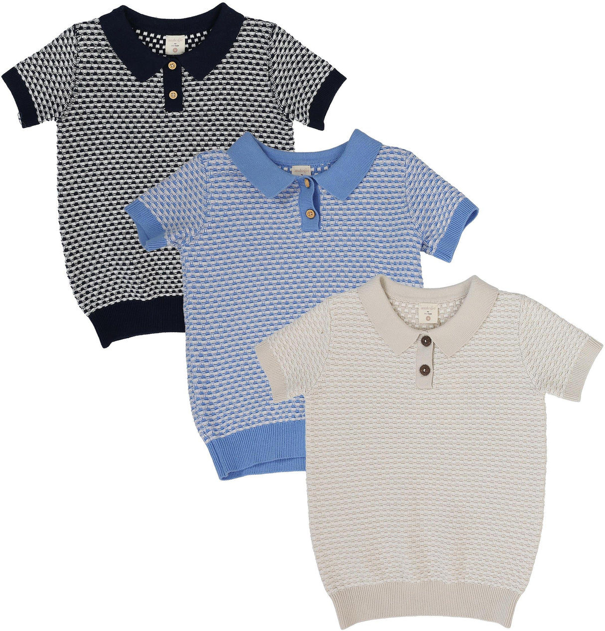 Analogie by Lil Legs Downtown Collection Boys Short Sleeve Multi Knit Polo Sweater - MKPL Analogie by Lil Legs Downtown Collection Boys Short Sleeve Multi Knit Polo Sweater - MKPL