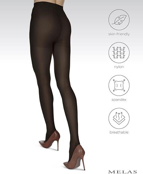 Melas Womens Super Microfiber Opaque Control Top 60 Denier Tights - AT-6506 Melas Womens Super Microfiber Opaque Control Top 60 Denier Tights - AT-6506