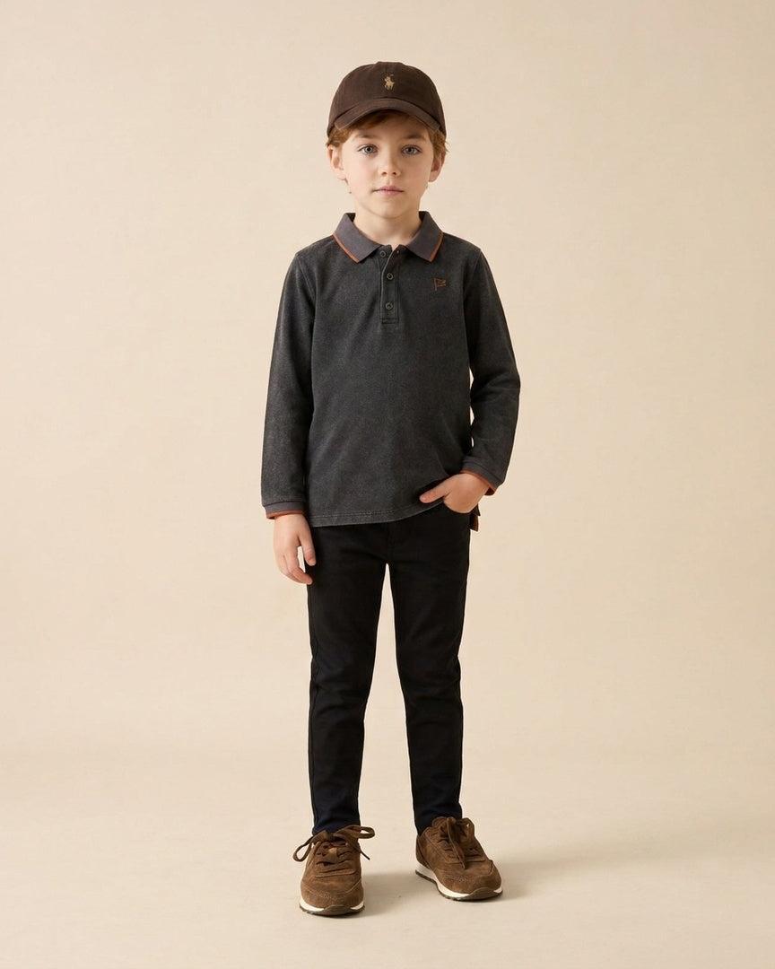 Analogie by Lil Legs Stitch Studio Collection Boys Long Sleeve Polo Shirt - AF26T700 Analogie by Lil Legs Stitch Studio Collection Boys Long Sleeve Polo Shirt - AF26T700
