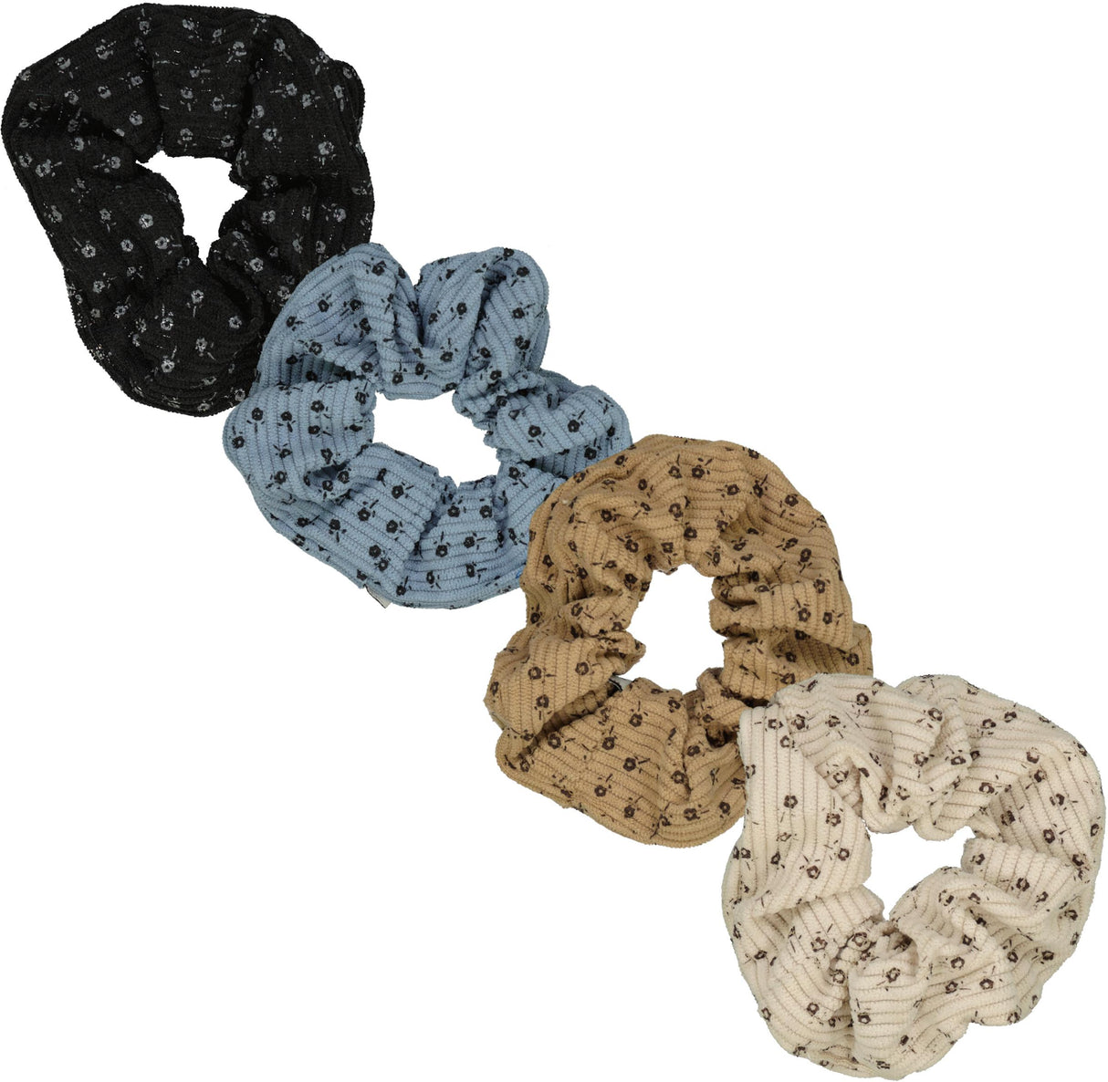 Keshet Floral Printed Corduroy Scrunchy - S2552 Keshet Floral Printed Corduroy Scrunchy - S2552