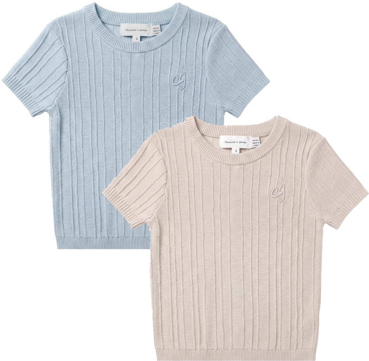 Charlotte & George Boys Raised Rib Short Sleeve Sweater - SB6CP7387R Charlotte & George Boys Raised Rib Short Sleeve Sweater - SB6CP7387R