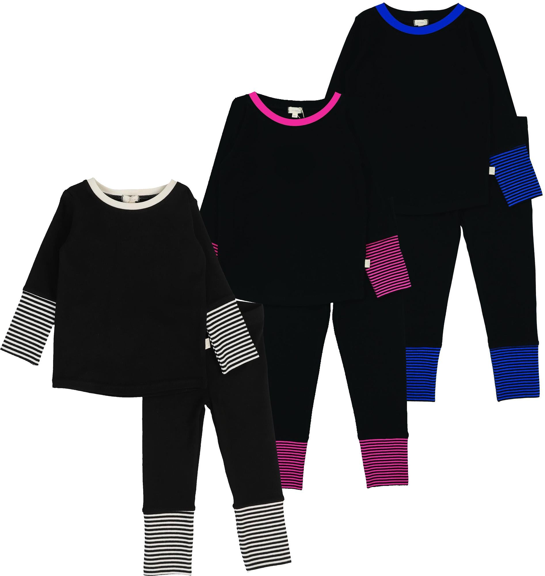 Lil Legs Loungewear Collection Boys Girls Striped Cuff Cotton Pajamas - LSALS