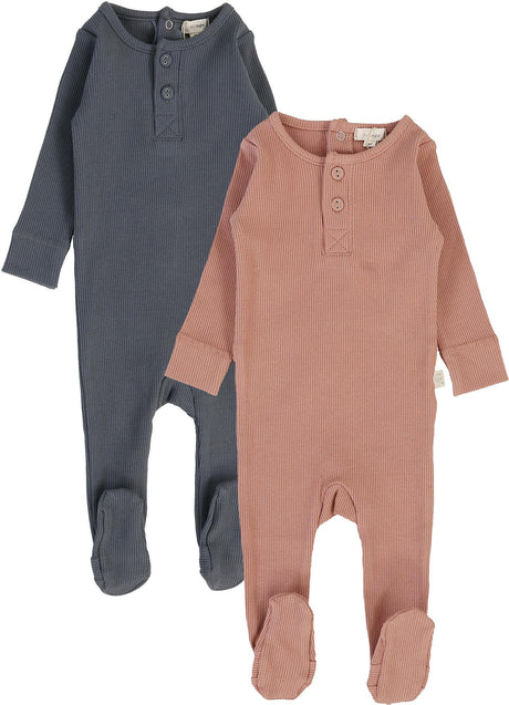 Lil Legs Loungewear Collection Baby Boys Girls Ribbed Henley Cotton Stretchie - RHF Lil Legs Loungewear Collection Baby Boys Girls Ribbed Henley Cotton Stretchie - RHF