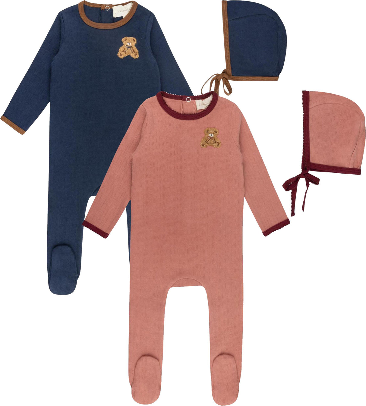 L'amour Lou Baby Boys Girls Pointelle Bear Patch Collection Cotton Footie - LLFW10 L'amour Lou Baby Boys Girls Pointelle Bear Patch Collection Cotton Footie - LLFW10