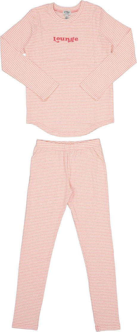 Crew Lounge Boys Girls Striped Ribbed Cotton Pajamas - SG2710