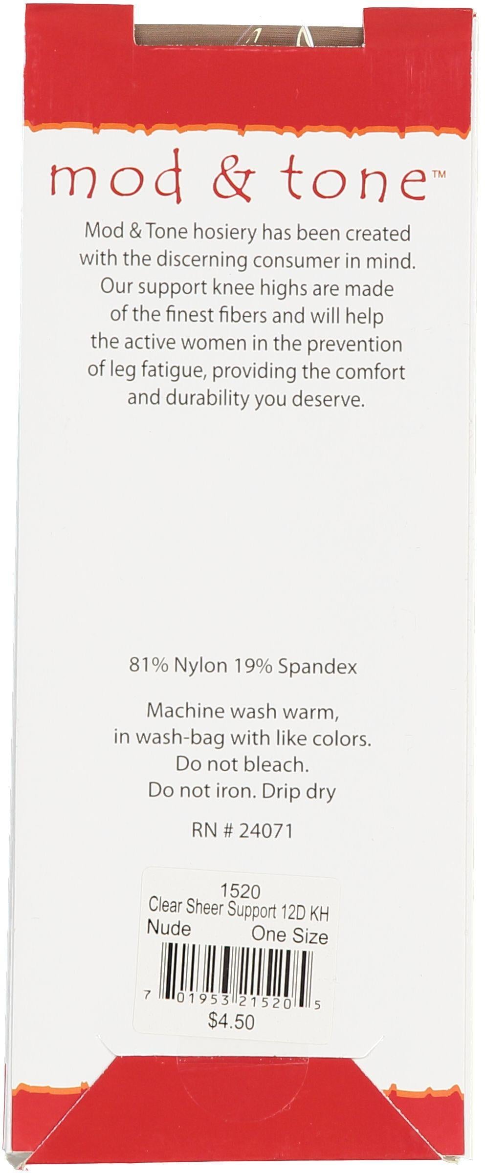 Mod & Tone Womens Clear Sheer Knee High - 1520 Mod & Tone Womens Clear Sheer Knee High - 1520