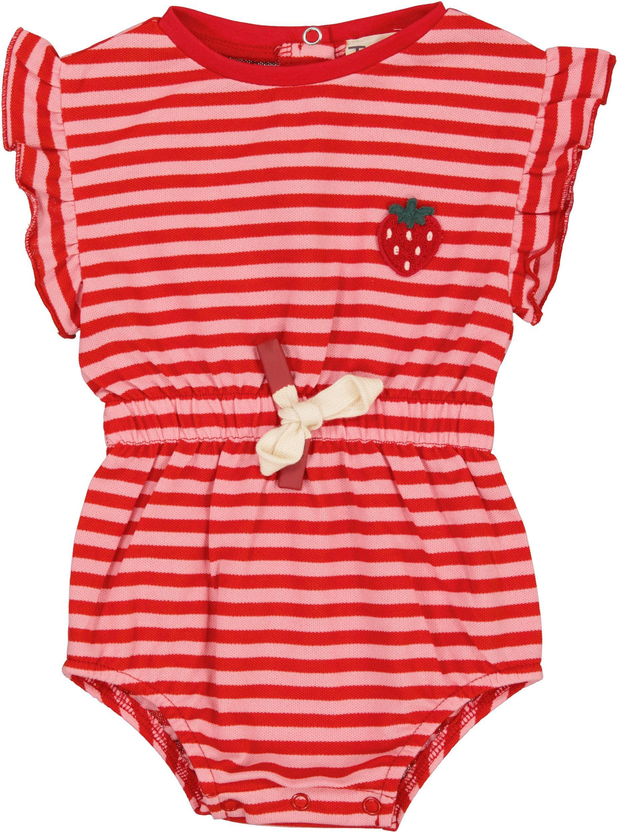 Teela Baby Girls Stripe Appliqe Romper - 20-063 Teela Baby Girls Stripe Appliqe Romper - 20-063