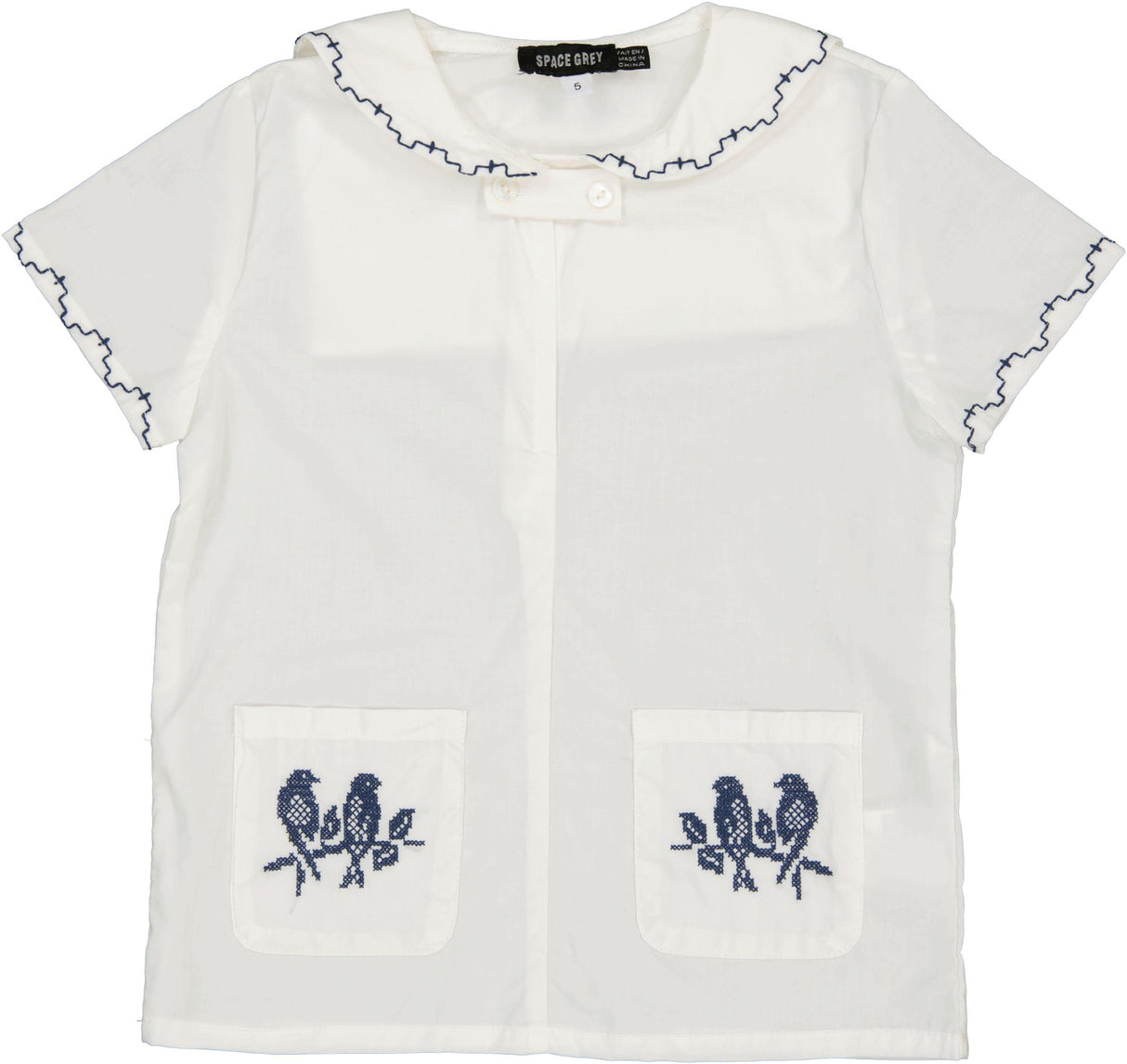 Space Gray Boys Embroidered Short Sleeve Dress Shirt - SB6CY2921T Space Gray Boys Embroidered Short Sleeve Dress Shirt - SB6CY2921T